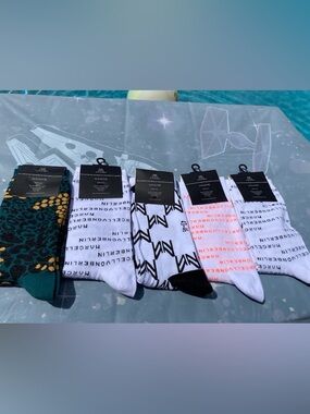Marcelo Burlon County of Milan White, Black & Green Patterned Crew Socks